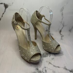 D Brand Sparkly Champagne Platform Pump Size 9